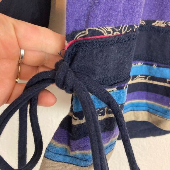 Desigual Navy and Mixed Patterned Long Sleeve Top includes velvet bling daisy - Picture 6 of 13